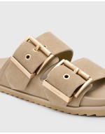 Sian leather sandals in sand