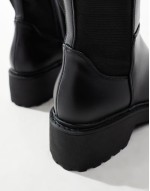Callback Knee Boots Chunky Riding Boot in Black