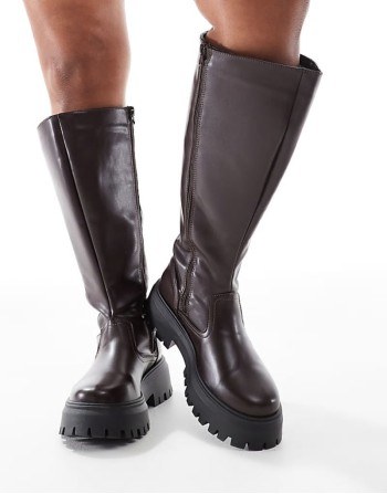 Curve Corey chunky knee boot in brown