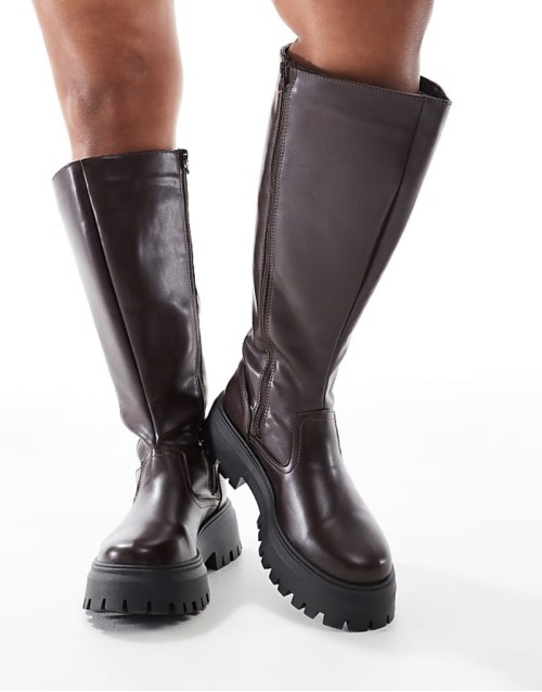 Curve Corey chunky knee boot in brown