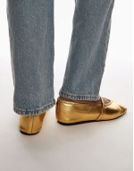 Babette leather v detail ballet flats in gold