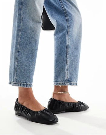 Bailey  Rouched Ballet Flat in Black