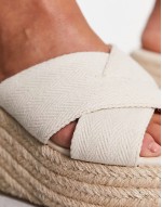 Wide Fit Teddy 2 cross strap wedges in natural fabrication