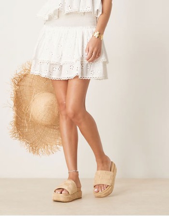 Festival flatform footbed mules in natural