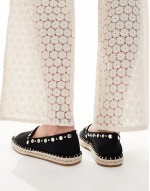 Jeanie closed toe studded espadrilles in black