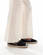 Jeanie closed toe studded espadrilles in black